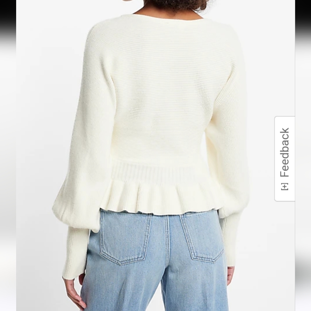 Express White Women's Peplum Sweater